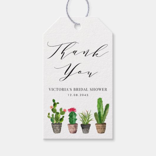 Boho Potted Cactus Bruidsboeket Dank Je Cadeaulabel (Voorkant)