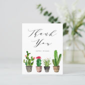 Boho Potted Cactus Bruiloft Dank je Kaart (Staand voorkant)