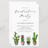 Boho Potted Cactus Graduation Party Uitnodiging (Voorkant / Achterkant)