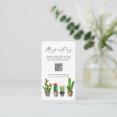 Boho Potted Cactus QR Code Baby shower Registry Informatiekaartje (Staand voorkant)