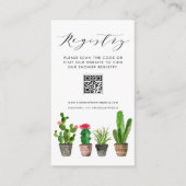 Boho Potted Cactus QR Code Baby shower Registry Informatiekaartje (Voorkant)