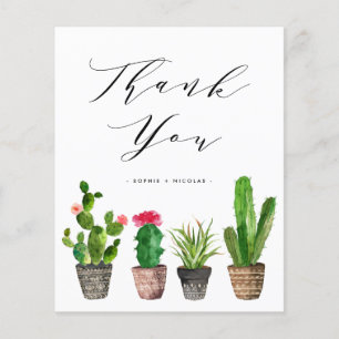 Boho Potted Cactus Trouwkaart Dankjewel