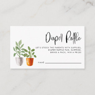 Boho Potted Houseplants Baby Luier Raffle Game Informatiekaartje