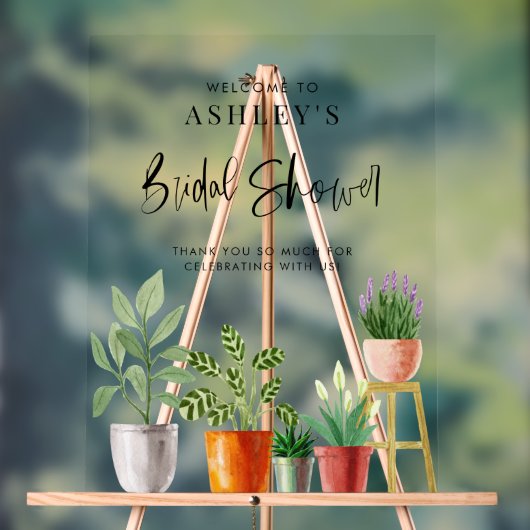 Boho Potted Houseplants Vrijgezellenfeest Welkom Acryl Bord (Neutraal)