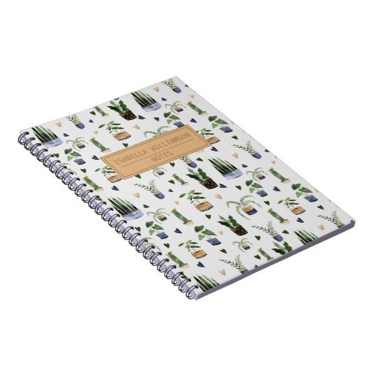 Boho Potted Plant Pattern Personalized Notitieboek (Rechterzijde)