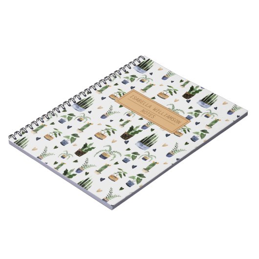 Boho Potted Plant Pattern Personalized Notitieboek (Linkerzijde)