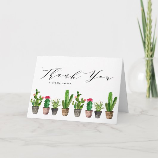 Boho Potted Succulenten en Cactus Afstuderen Bedankkaart (Voorkant)