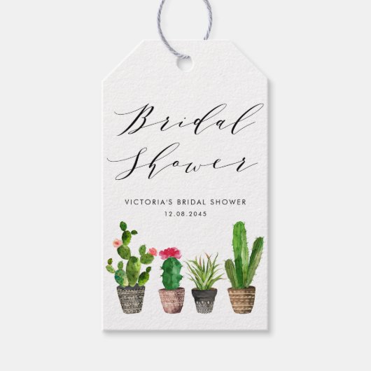 Boho Potted Succulenten en Cactus Bruidsfeest Cadeaulabel (Voorkant)