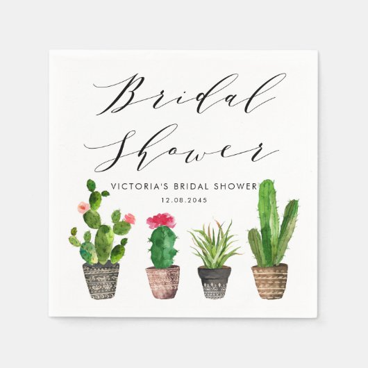 Boho Potted Succulenten en Cactus Bruiloftsfeest Servet (Voorkant)