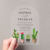 Boho Potten Succulenten en Cactus Bruiloft Acryl Uitnodigingen (Insitu (Draagbaar))