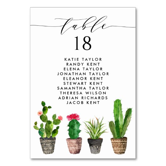 Boho Potten Succulenten en Cactus Trouwzitting Kaart (Voorkant)