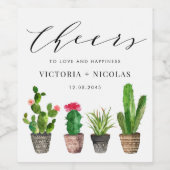 Boho Potten Succulenten en Cactus Zomerbruiloft Wijn Etiket (Enkel label)