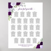 Boho pourpre Floral 23 Tableau Mariage (Devant)