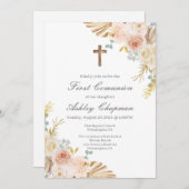 Boho première communion invitation en espagnol (Devant / Derrière)
