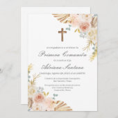 Boho première communion invitation en espagnol (Devant / Derrière)