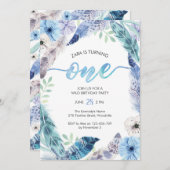 Boho première fête d'anniversaire Invitation (Devant / Derrière)