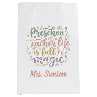 Boho Preschool Teacher Gift Bags Life is Magic Medium Cadeauzakje