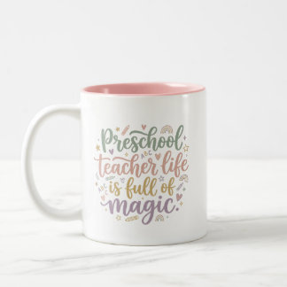 Boho Preschool Teacher Mug Life is Full of Magic Tweekleurige Koffiemok