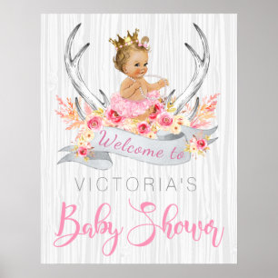Boho Princess Baby Shower Aankondigingsposter Poster