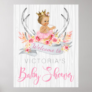 Boho Princess Baby shower Sign Poster