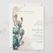 Boho Princess Cactus & Bows Baby shower Kaart (Voorkant)