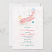 Boho Princess Whale Girl Baby Shower Invitations (Devant)