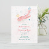 Boho Princess Whale Girl Baby Shower Invitations (Debout devant)