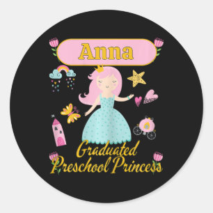 Boho Prinses Anna 2026 Persoonlijke Preschool Gra Ronde Sticker