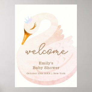 Boho Prinses Zwanenmeisje Baby Shower Welkom Poster