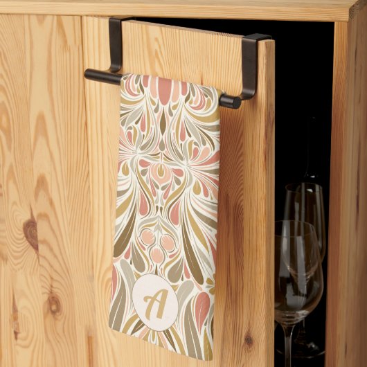 Boho Print met Retro Monogram Theedoek (Derde Gevouwen)
