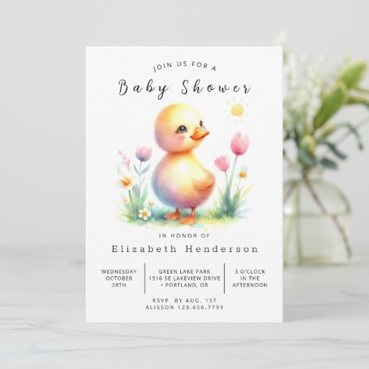 Boho Printable Duck Baby shower Kaart (Staand voorkant)