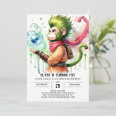 Boho Printable Monkey Birthday Kaart (Staand voorkant)