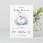Boho Printable Swan Baby shower Kaart (Staand voorkant)