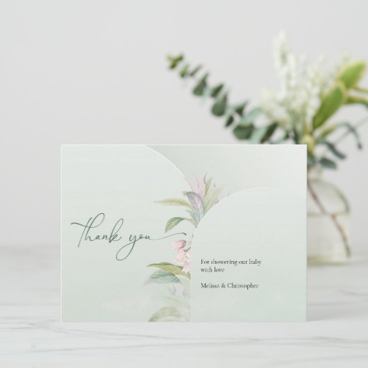 Boho printemps vert eucalyptus blush bébé merci (Debout devant)