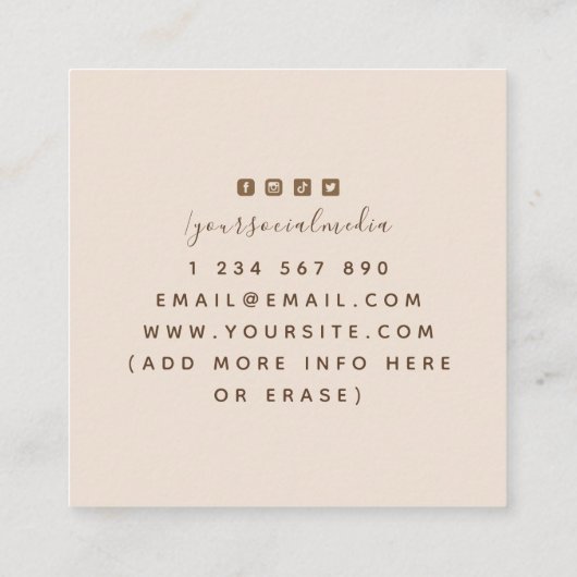 Boho Private Pottery Ceramic Classes Cream Pastel Vierkante Visitekaartje (Achterkant)