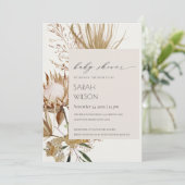 Boho Protea Dried Palm Floral Baby shower Invite Bedankkaart (Staand voorkant)