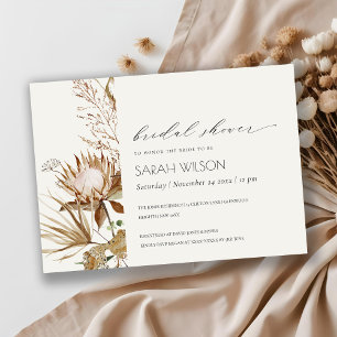 Boho Protea Dried Palm Floral Vrijgezellenfeest In Bedankkaart