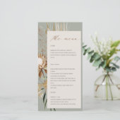 Boho Protea Gedroogde Palm Floral Wedding Menu Kaa (Staand voorkant)