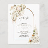 Boho Protea Pampas Gras Boog Bruiloft Details Informatiekaartje (Voorkant)