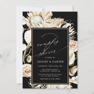 Boho Protea Pampas Grass Black Couples Shower Kaart