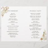 Boho Protea Pampas Grass Floral Wedding Programme (Dos)
