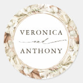 Boho Protea Pampas Grass Floral Wedding Ronde Sticker (Voorkant)