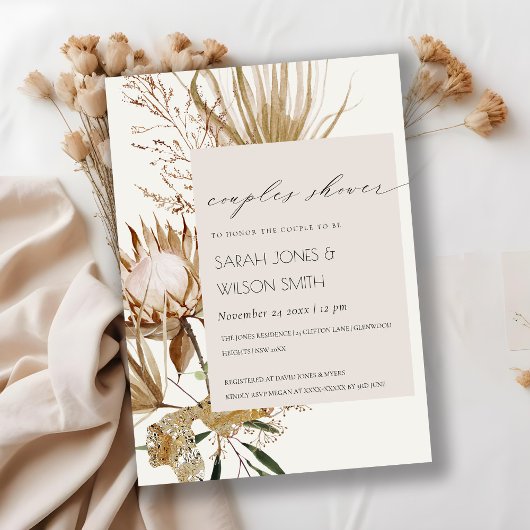 Boho Protea Sec Palm Floral Couples Invitation de 