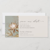 Boho Protea séché Palm Floral Enregistrer la carte (Devant)