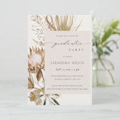 Boho Protea Sry Palm Flora Photo Invitation (Debout devant)