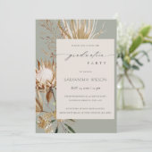 Boho Protea Sry Palm Flora Photo Invitation (Debout devant)
