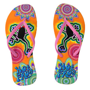 Boho psychedelic hot frog Teenslippers