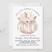 Boho Pumpkin First Birthday Invitation Kaart (Voorkant)