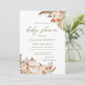 Boho Pumpkin Pampas Grass Herfst Baby shower Kaart (Staand voorkant)