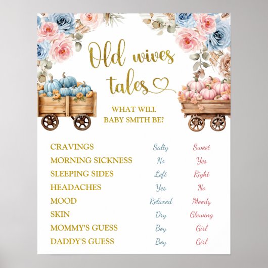 Boho Pumpkin Pampas Grass Hij of zij Gender Reveal Poster (Voorkant)